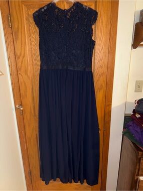 Miusol Navy sleeveless Lace Bodice long Dress XXL